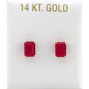 Genuine 2.30 Cts Ruby Stud Earrings 14k Yellow Gold